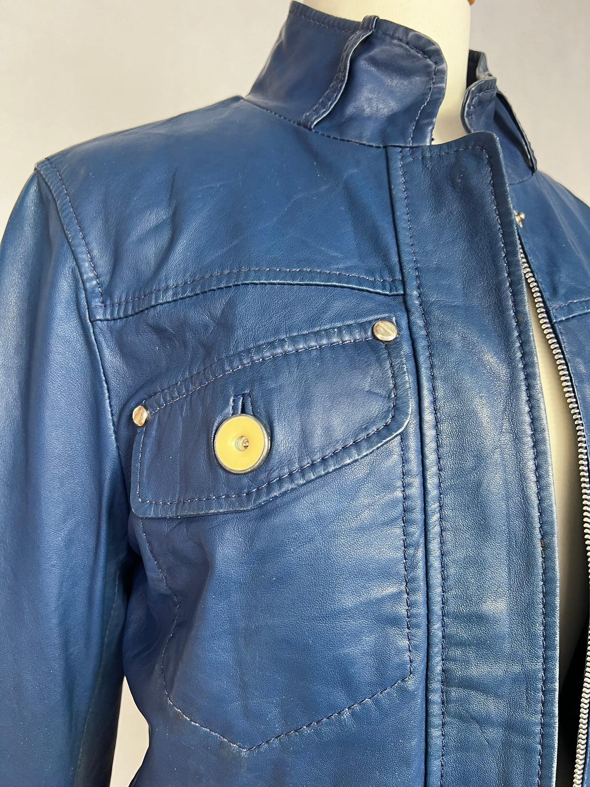 BLUE LEATHER JACKET