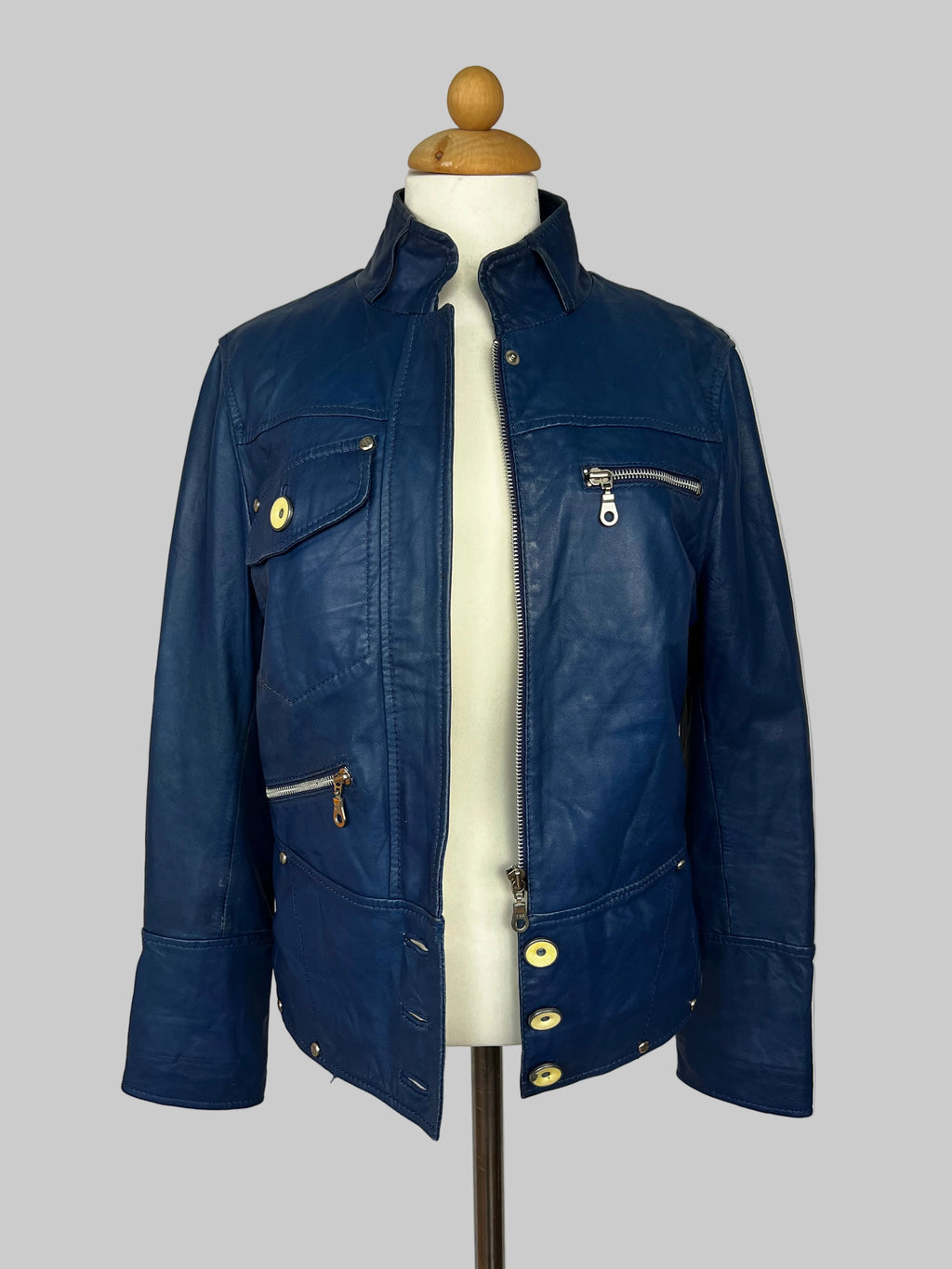 BLUE LEATHER JACKET