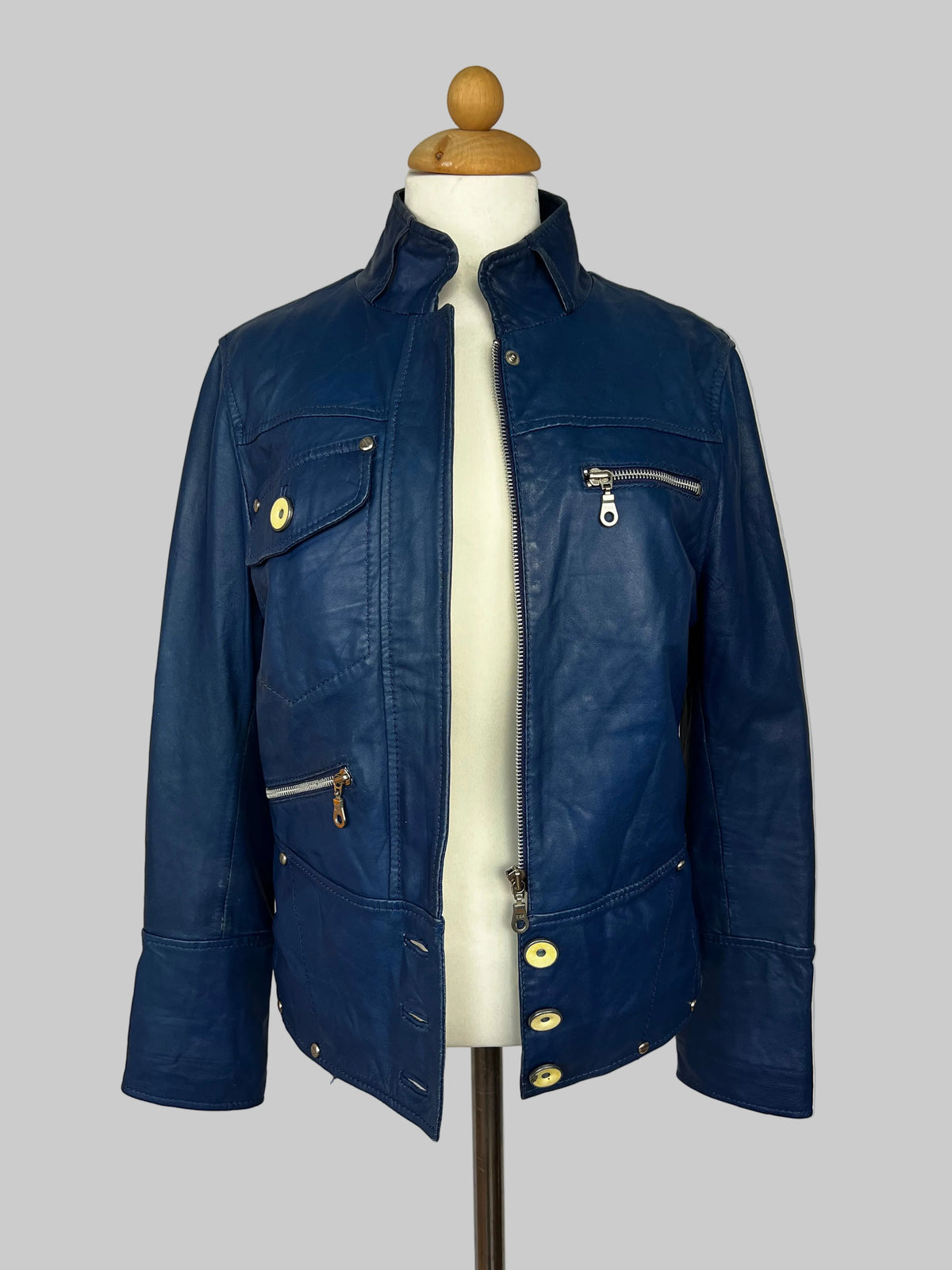 BLUE LEATHER JACKET
