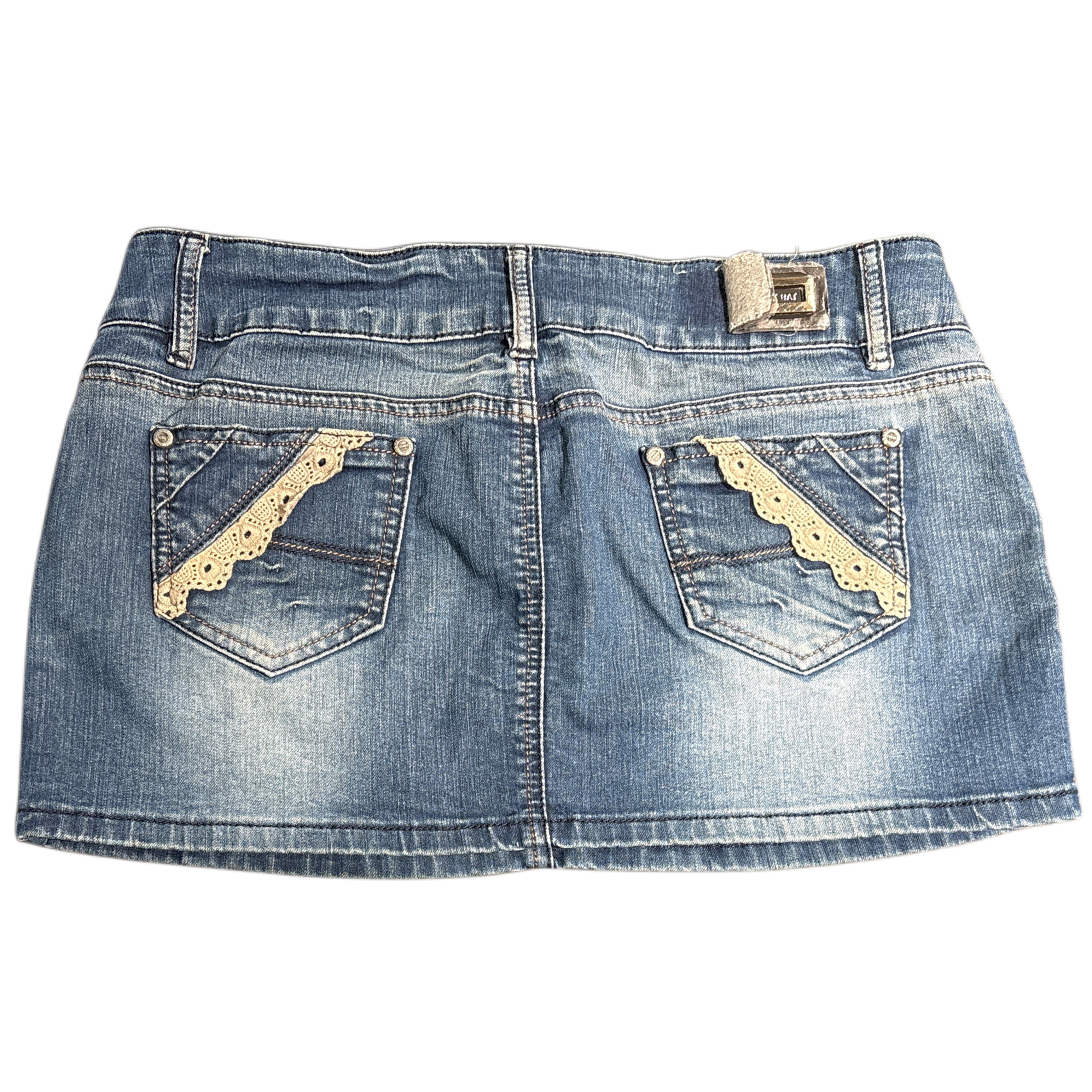 Black Bat Denim Skirt