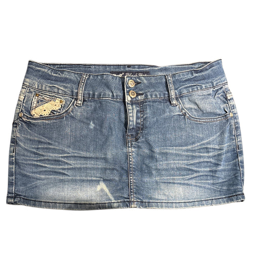 Black Bat Denim Skirt